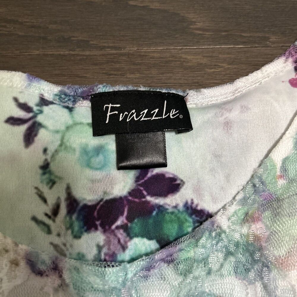 Frazzle Womens Size L Lace Overlay Turquoise Floral Fairy Ethereal Whimsical - Picture 4 of 5